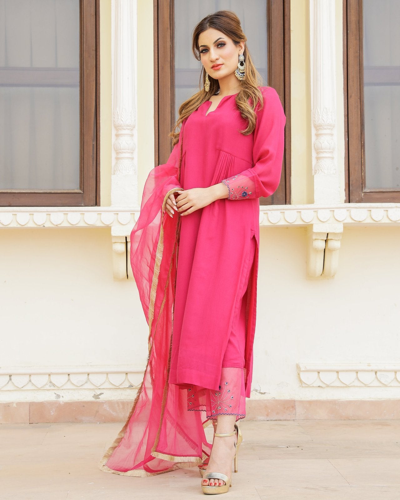 Magenta Embroidery Modal Suit Set