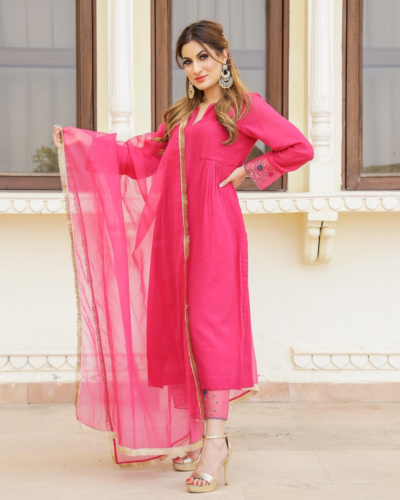 Magenta Embroidery Modal Suit Set
