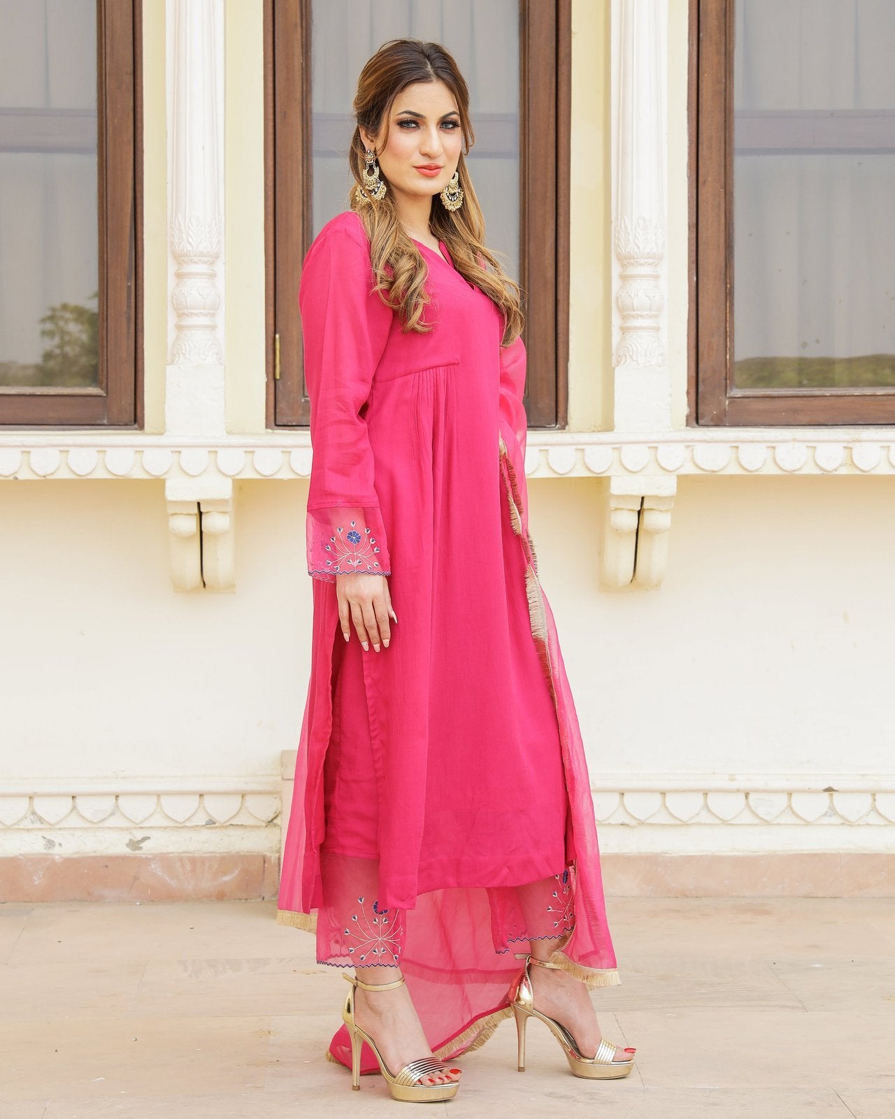 Magenta Embroidery Modal Suit Set