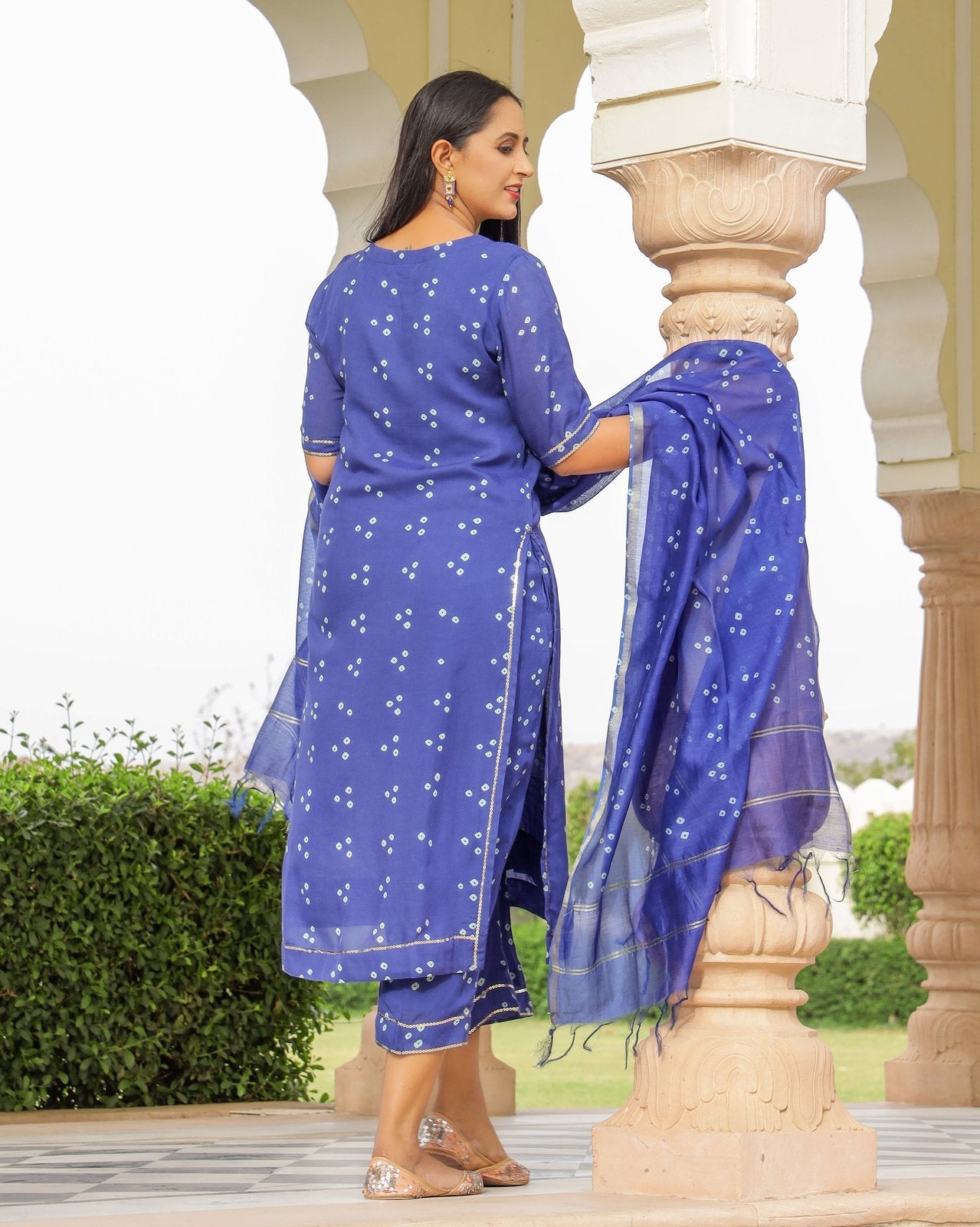 Royal Blue Modal Bandhani Suit Set