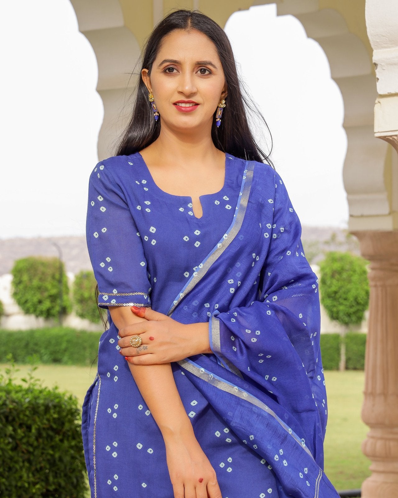 Royal Blue Modal Bandhani Suit Set