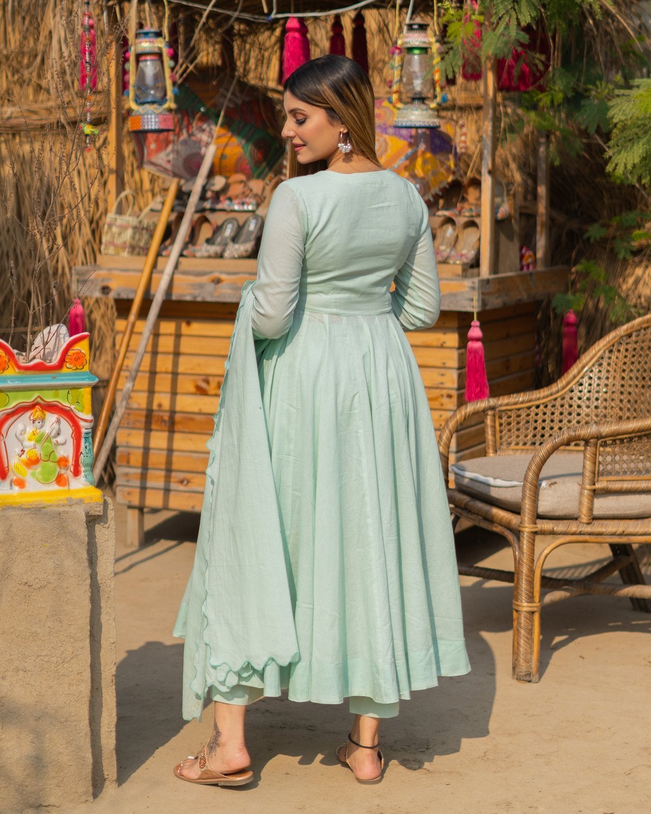 Sea Green Embroidered Anarkali Suit