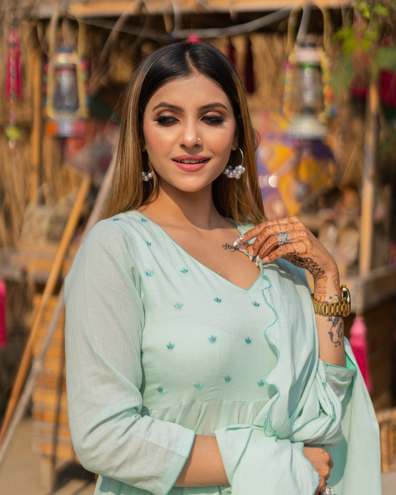 Sea Green Embroidered Anarkali Suit