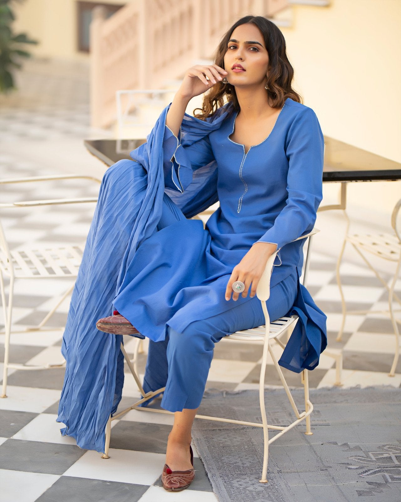 Daksha Mul Embroidery Kurta Pant Set
