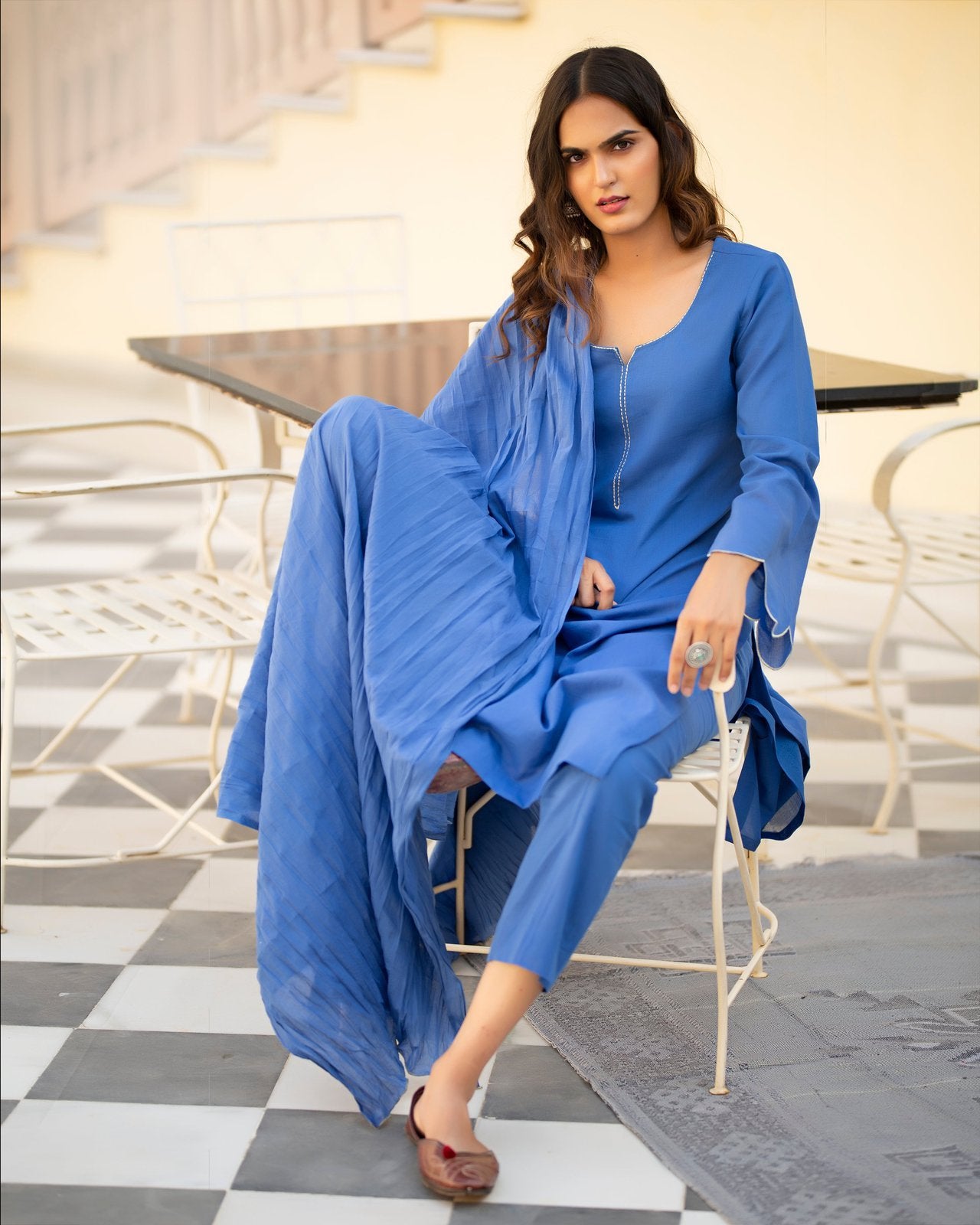Daksha Mul Embroidery Kurta Pant Set