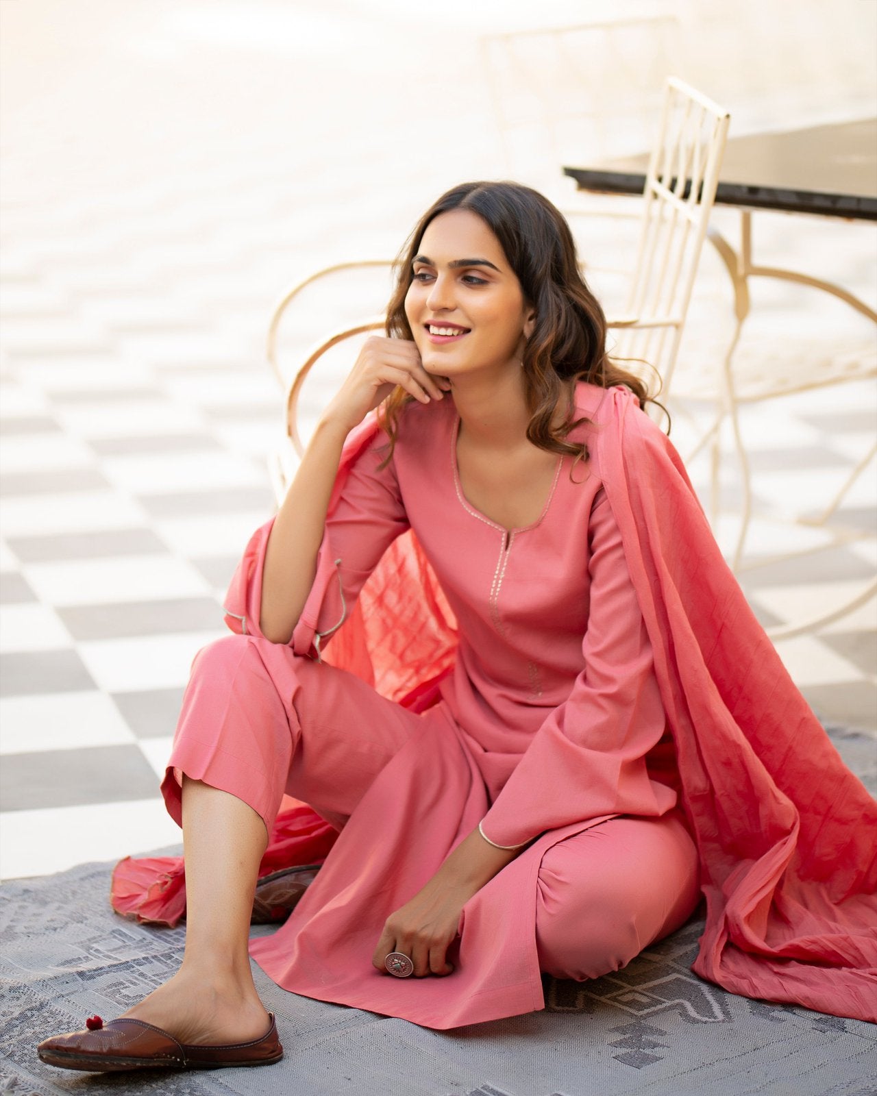 Dia Mul Embroidery Kurta Pant Set