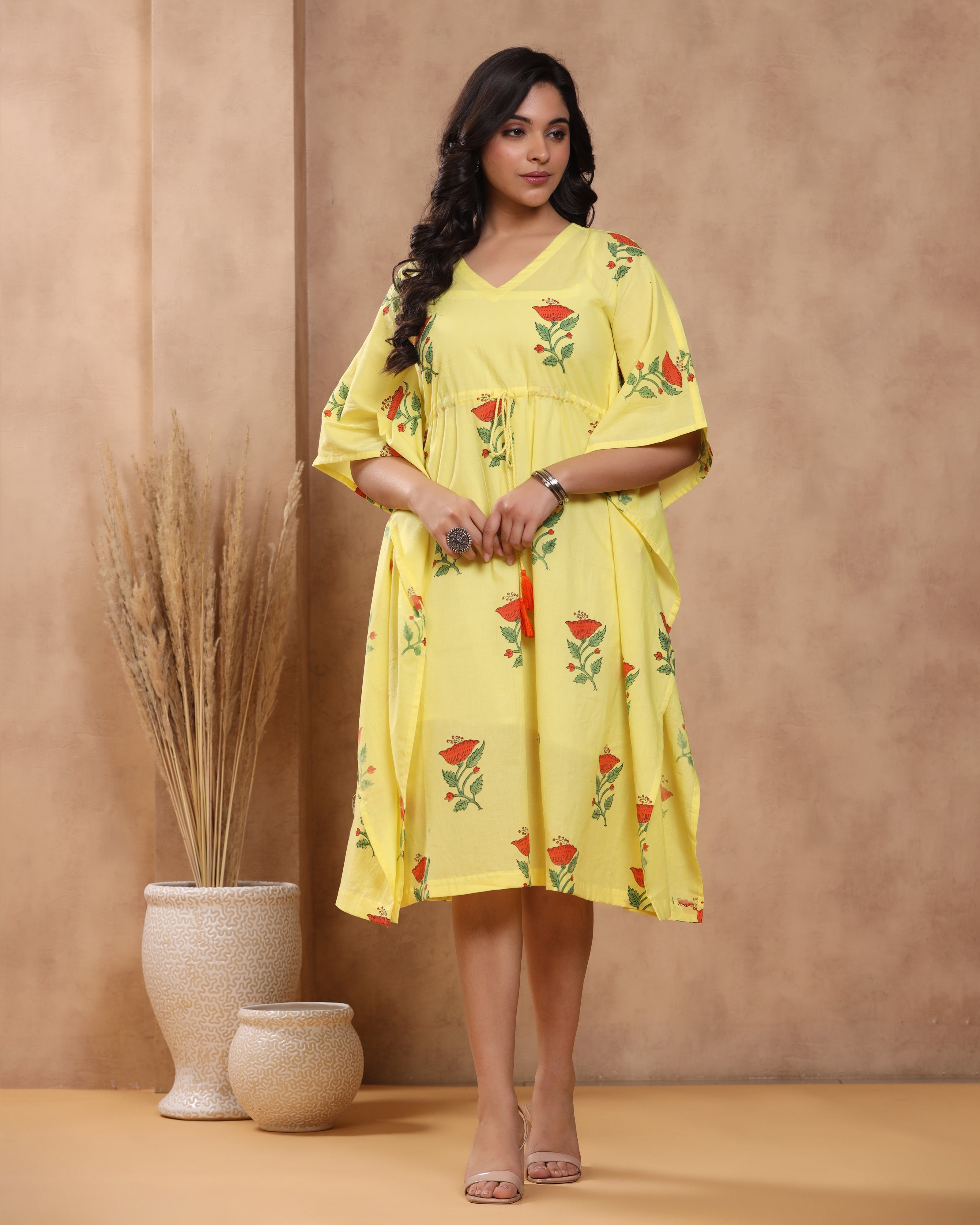 Stardust Hand Block Print Cotton Kaftan