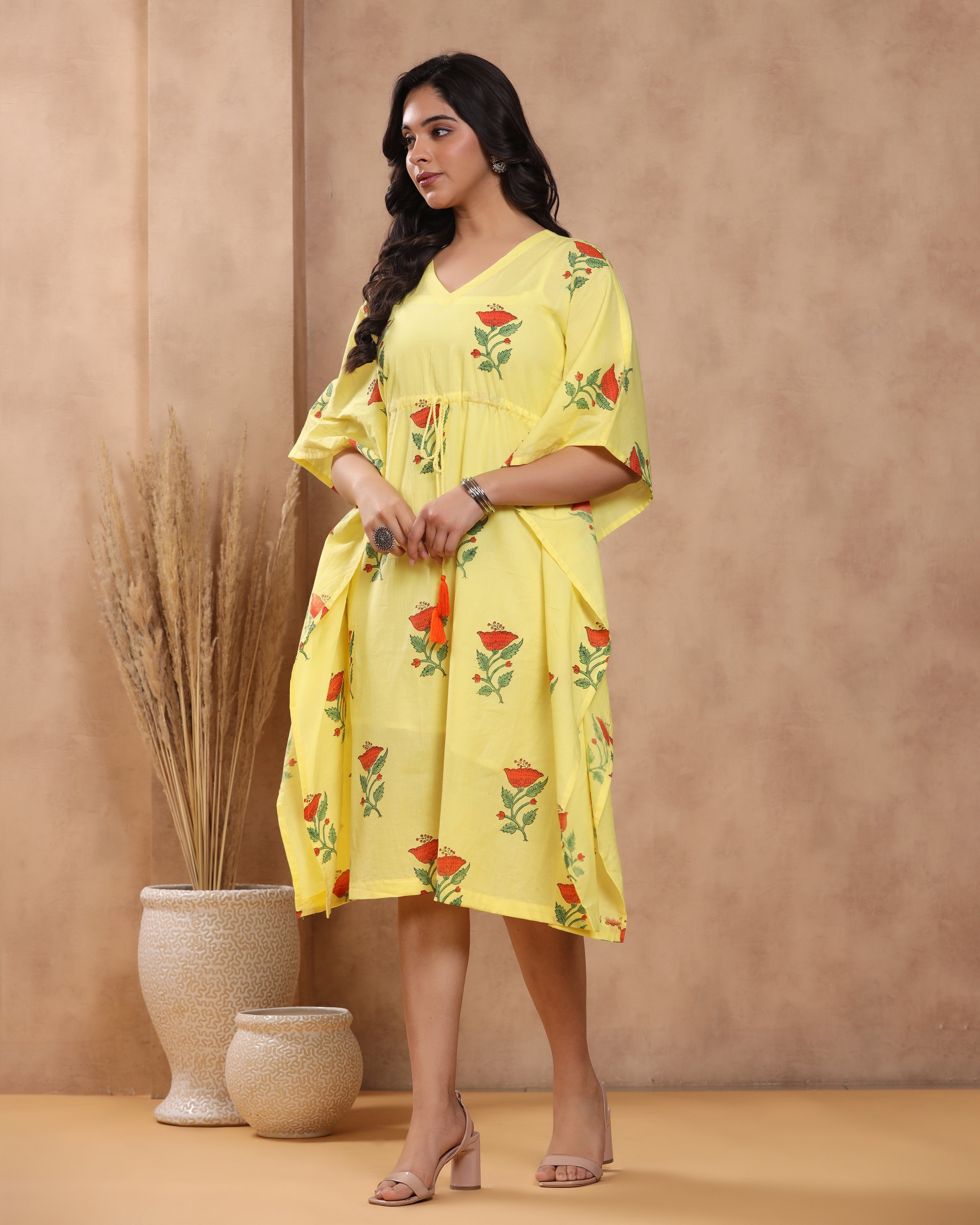 Stardust Hand Block Print Cotton Kaftan