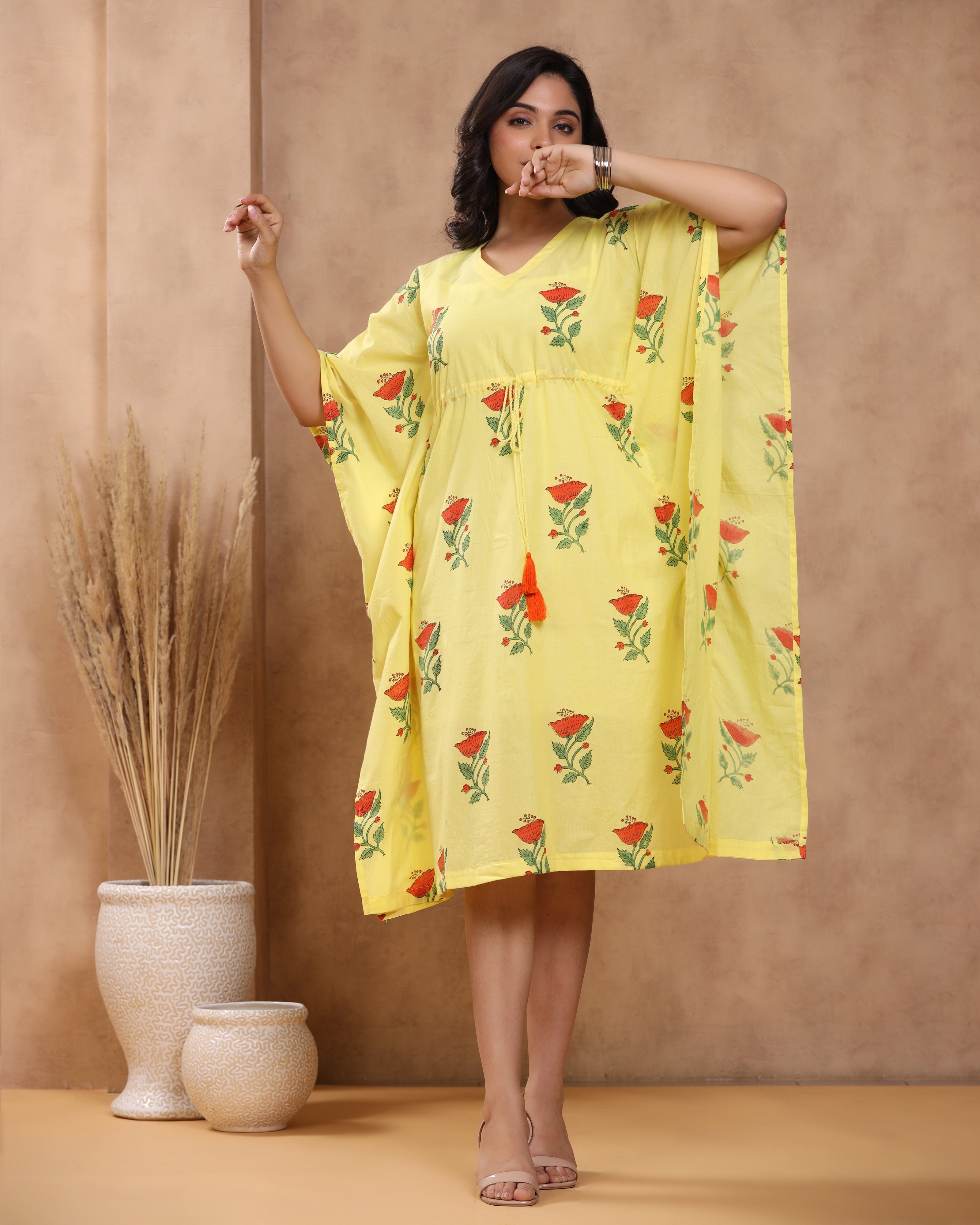 Stardust Hand Block Print Cotton Kaftan