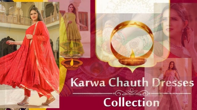 FLORENCE 501 RED BY AMYRA DESIGNER GEORGETTE KARVA CHAUTH SPECIAL DRESS