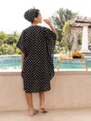 Black Polka Dot Up-Down Mulmul Kaftan