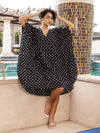 Black Polka Dot Up-Down Mulmul Kaftan