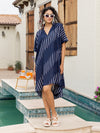 Navy Blue Hand Block Printed Up-Down Modal Top