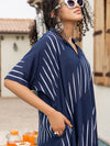 Navy Blue Hand Block Printed Up-Down Modal Top