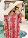 Coral Hand Block Printed  Modal Kaftan Dress