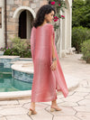 Coral Hand Block Printed  Modal Kaftan Dress