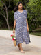 Indigo Hand Block Printed  Modal Kaftan Dress