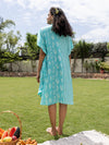 Aqua Hand Block Printed Up-Down Modal Kaftan