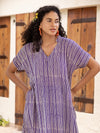 Violet Hand Block Printed  Modal Kaftan Dress