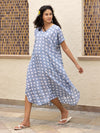 Grey Hand Block Printed  Modal Kaftan Dress