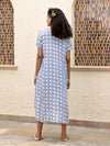 Grey Hand Block Printed  Modal Kaftan Dress