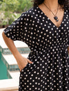 Black Polka Dot Printed Cotton Kaftan