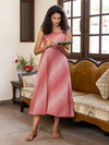 Coral Hand Block Printed  Modal Maxi Dress