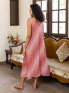 Coral Hand Block Printed  Modal Maxi Dress