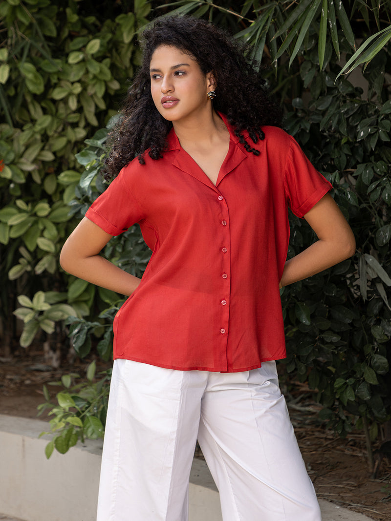 Red Solid  Modal Top