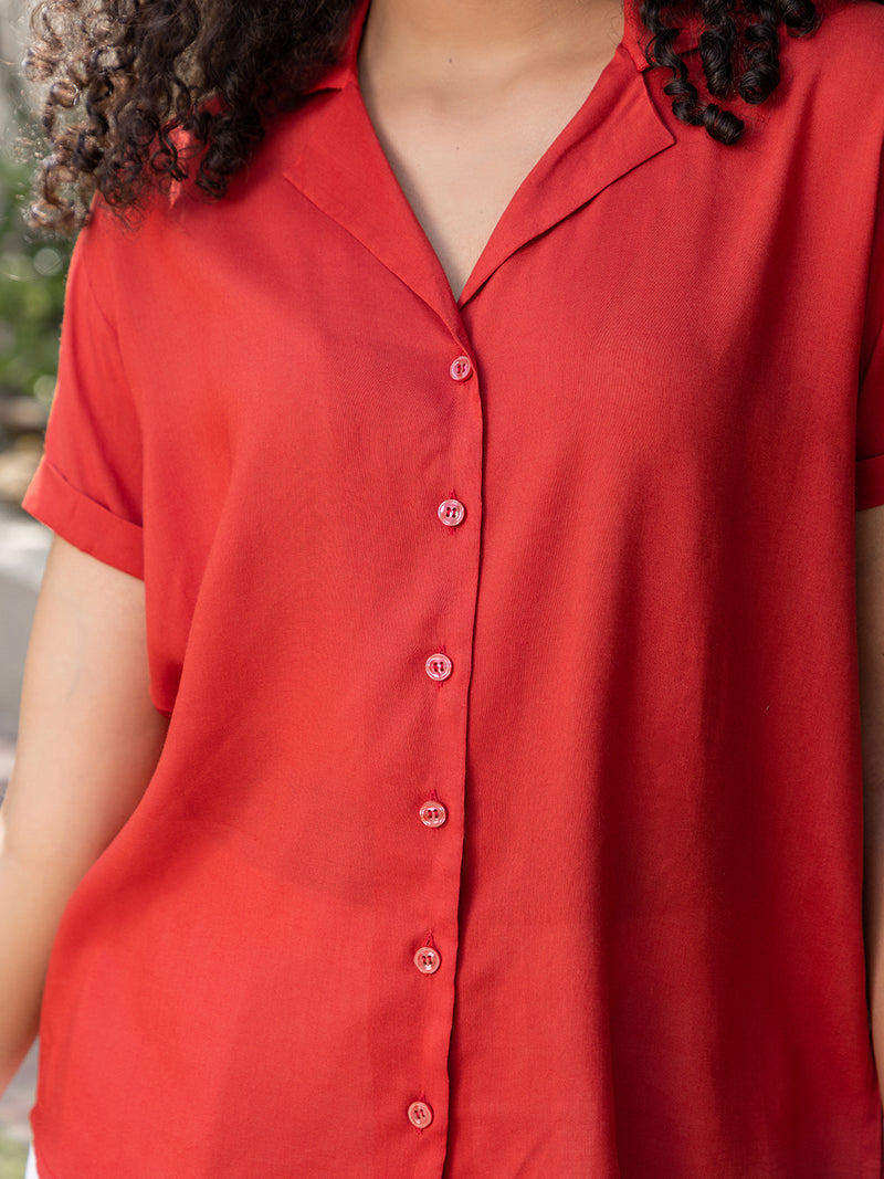Red Solid  Modal Top