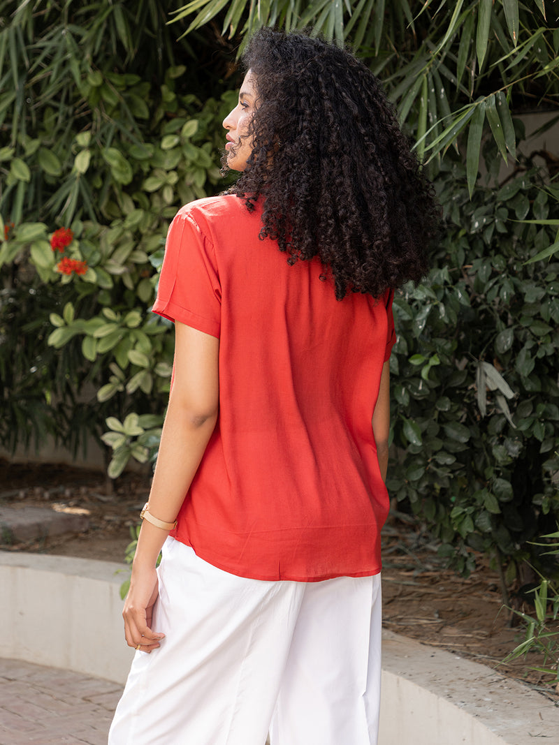 Red Solid  Modal Top