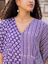 Violet Hand Block Printed Up-Down Modal Kaftan
