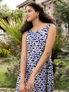 Indigo Dabu Hand Block Printed  Modal Maxi Dress