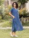 Indigo Dabu Hand Block Printed  Mulmul Kaftan Dress