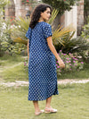 Indigo Dabu Hand Block Printed  Mulmul Kaftan Dress