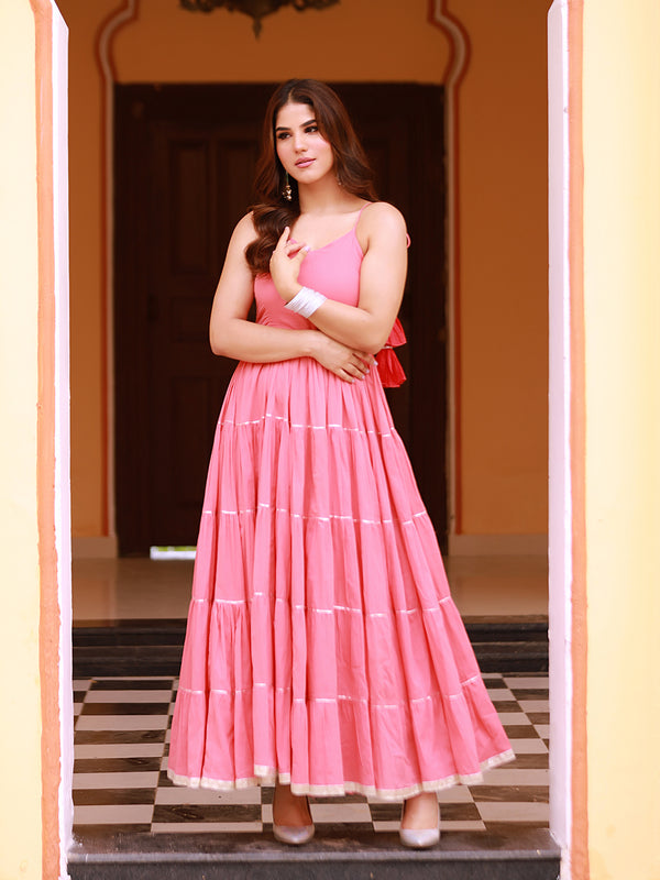 Coral Mulmul Gotta Work Tier Dress