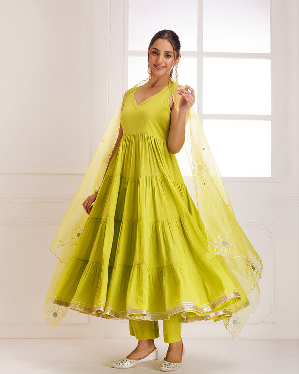 Panihari Green Gotapatti Anarkali Suit Set