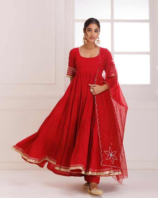 Panihari Red Gotapatti Anarkali Suit Set