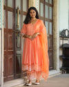 Peach Dobby Cotton Anarkali Suit