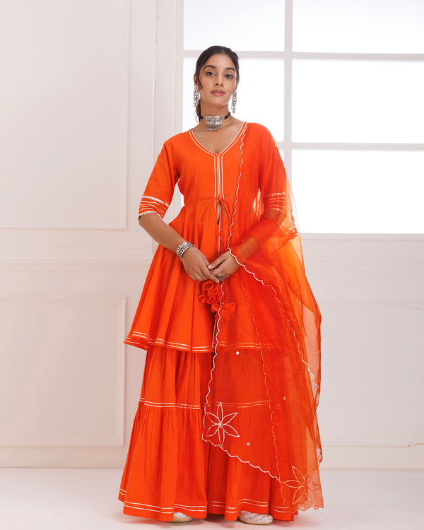 Panihari Orange Gotapatti Sharara Set