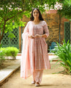 Peach & Green Block Printed Cotton Suit Set