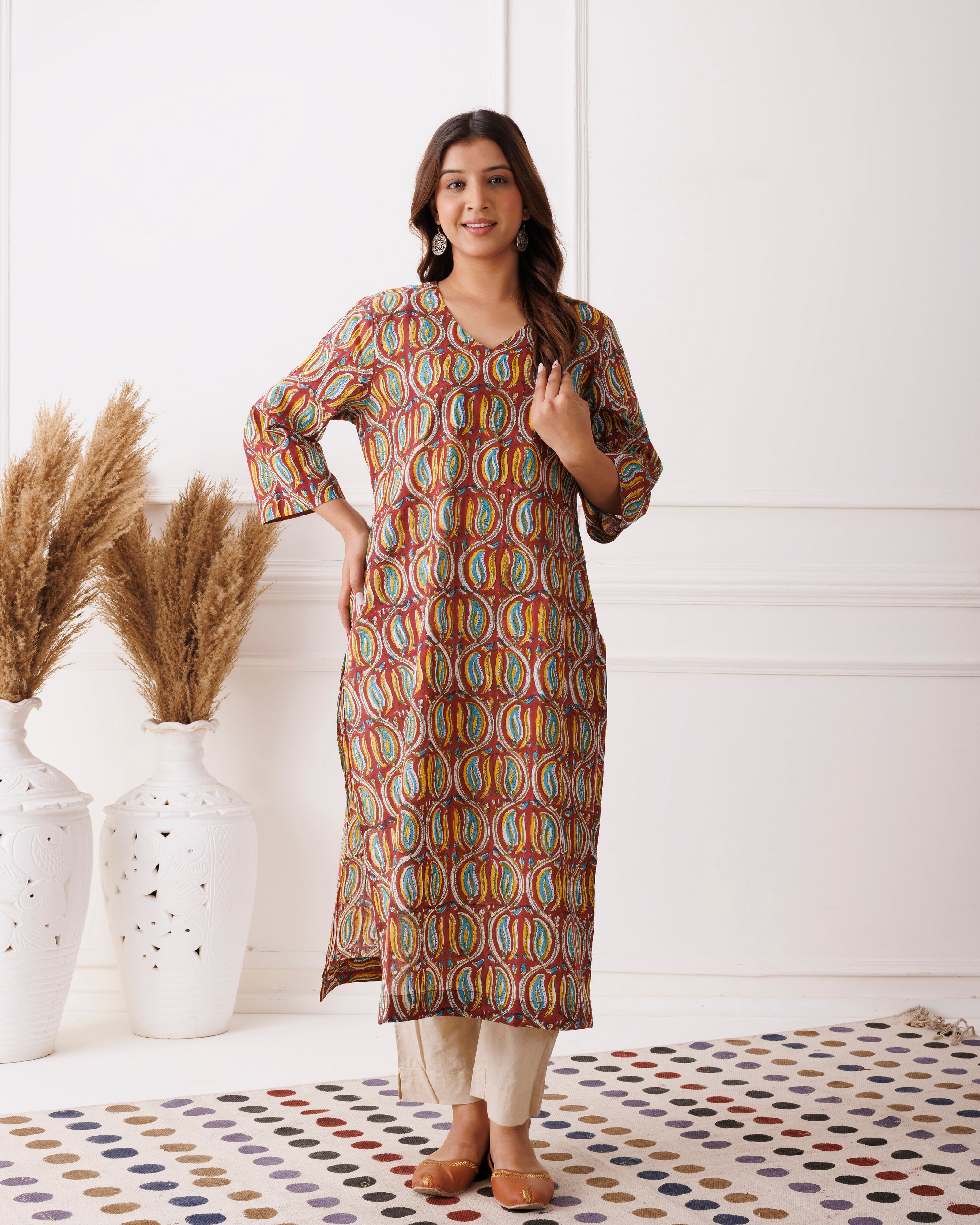 Multicolor Handblock Printed Cotton Kurti
