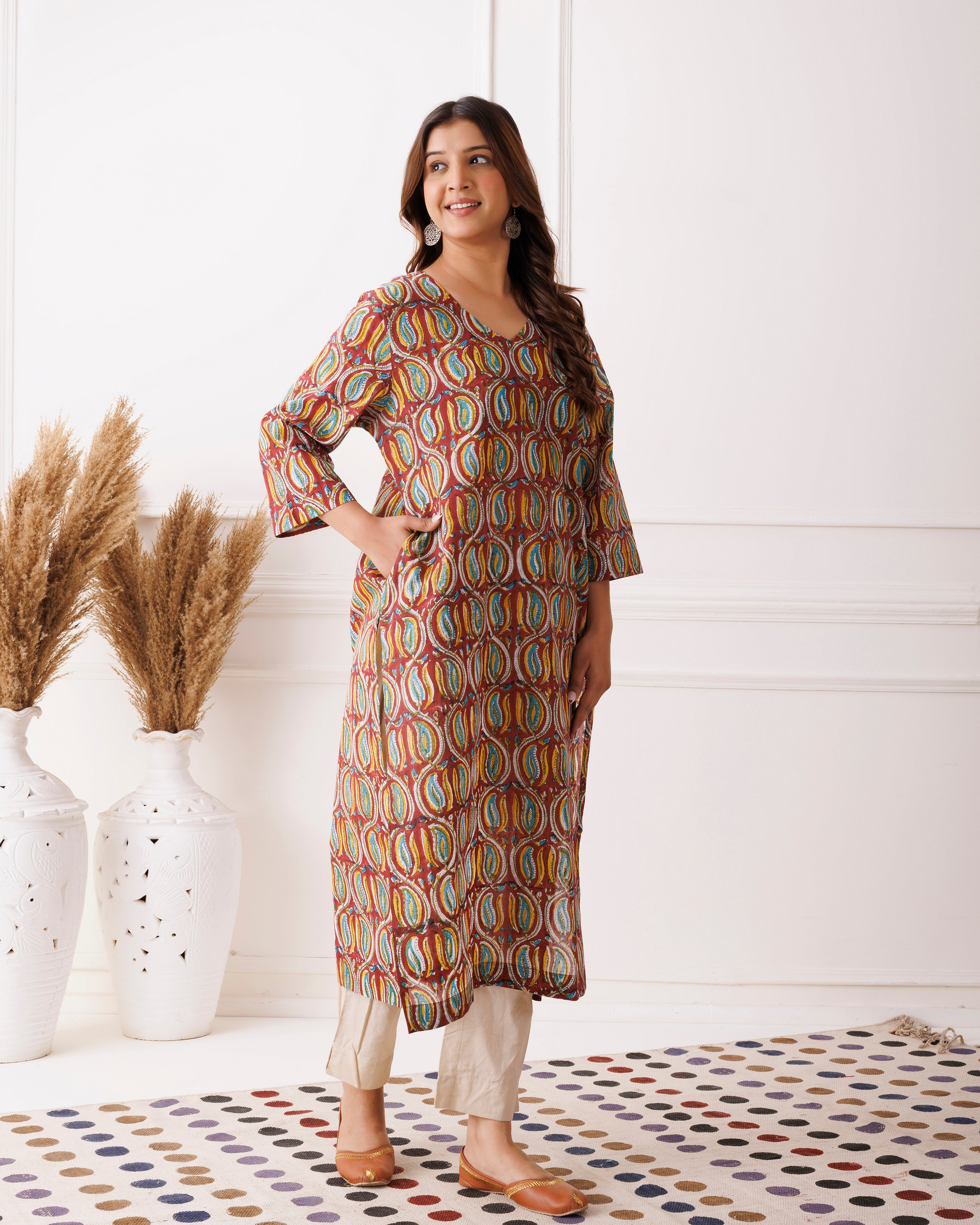 Multicolor Handblock Printed Cotton Kurti