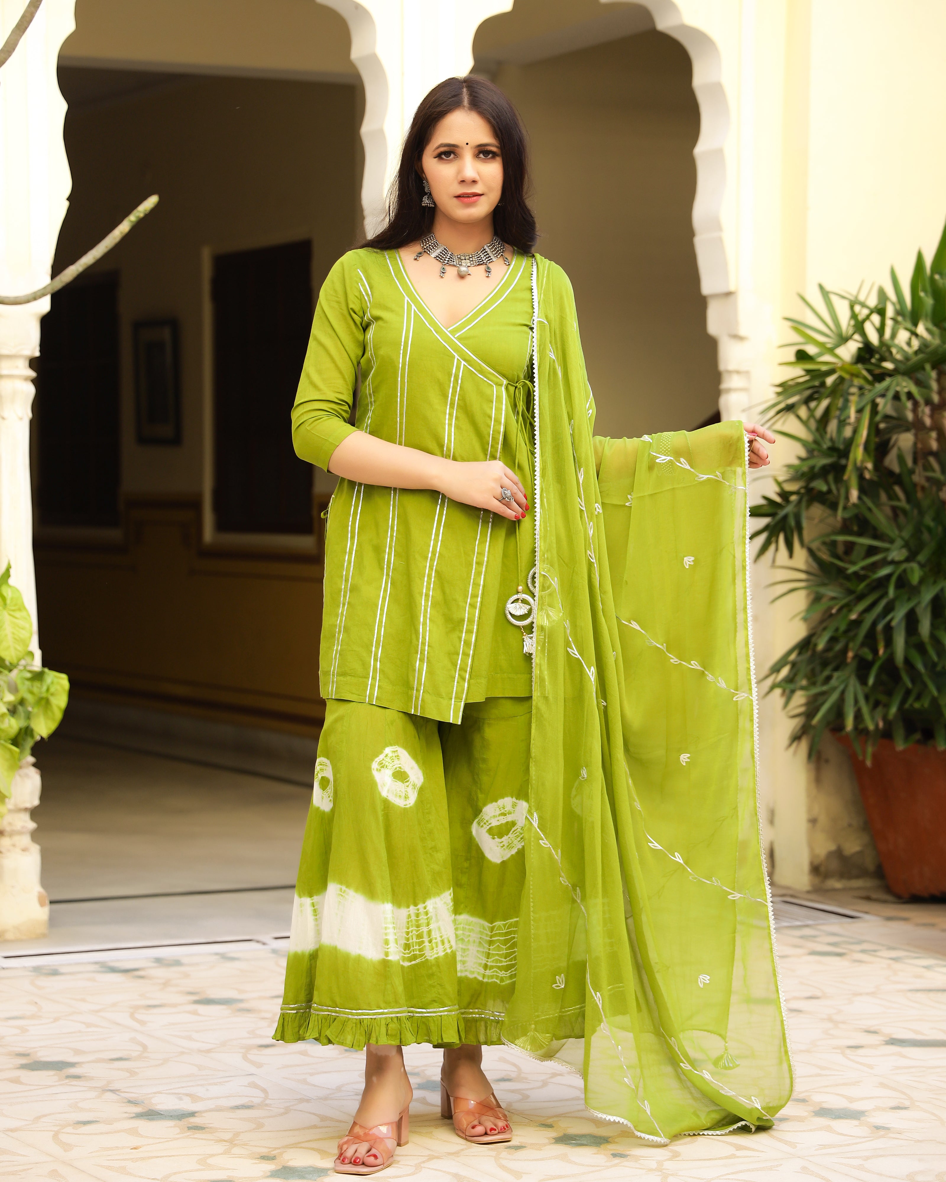 Green Gotapatti Sharara Set