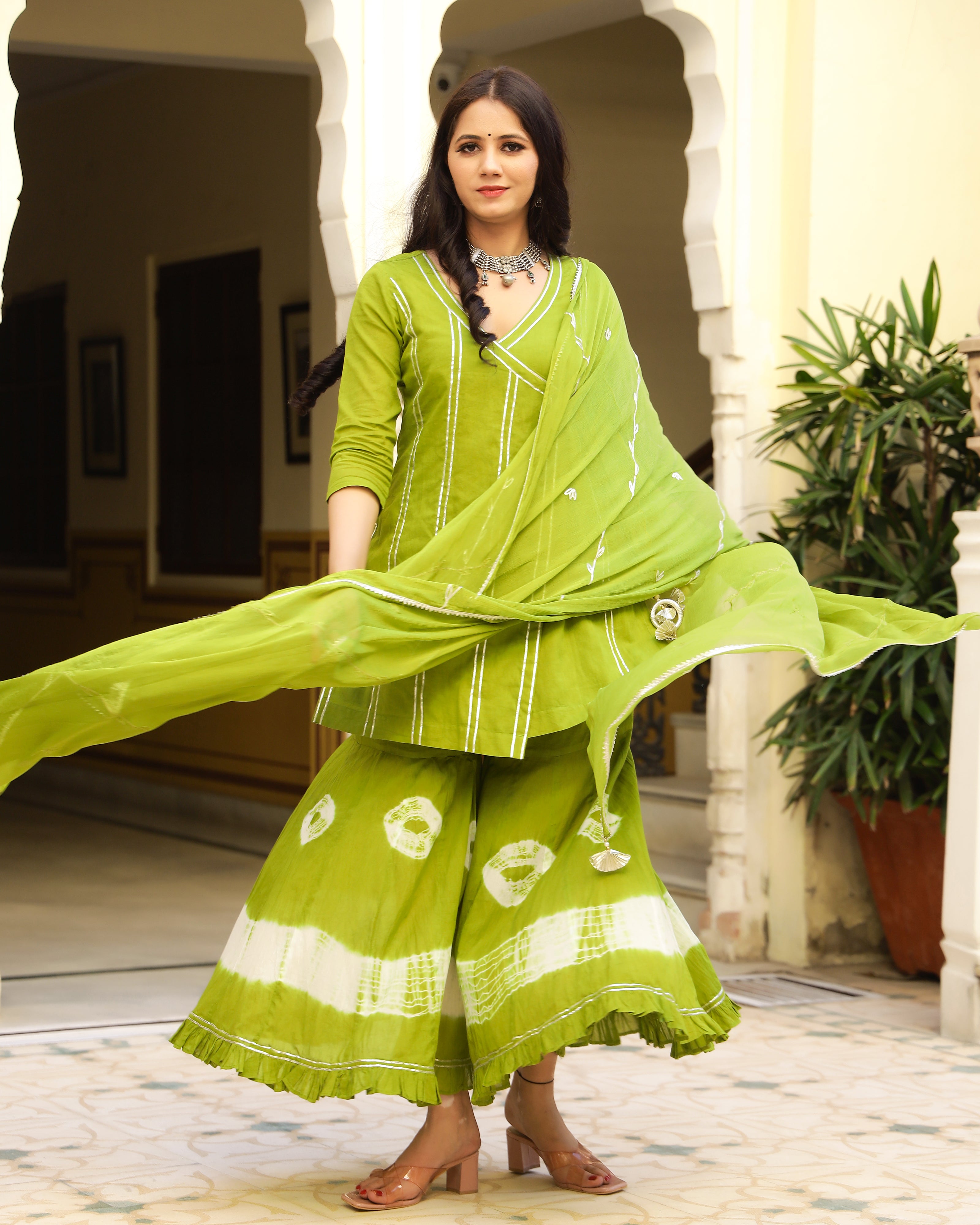 Green Gotapatti Sharara Set