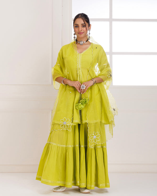 Panihari Green Gotapatti Sharara Set