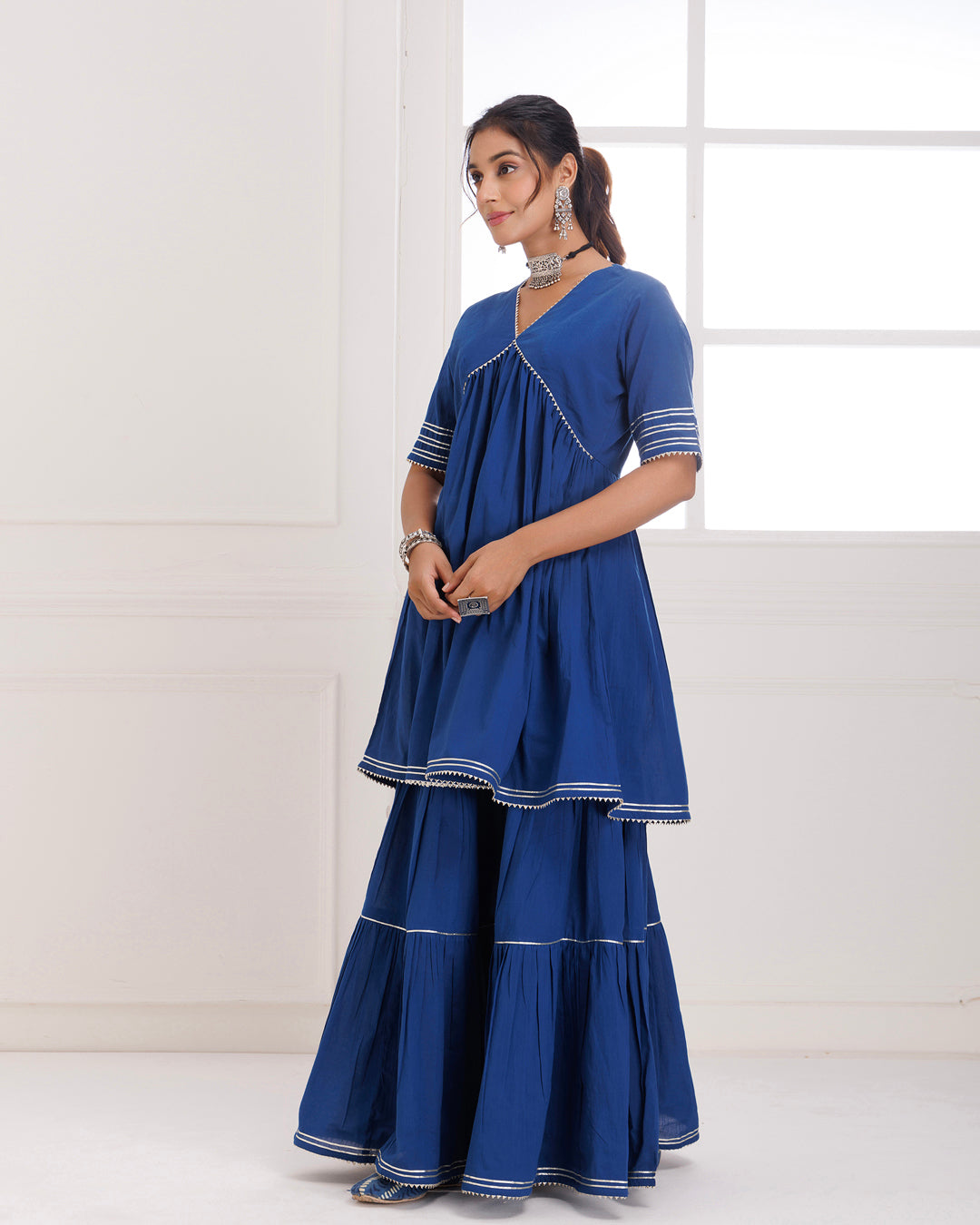 Panihari Blue Gotapatti Sharara Set