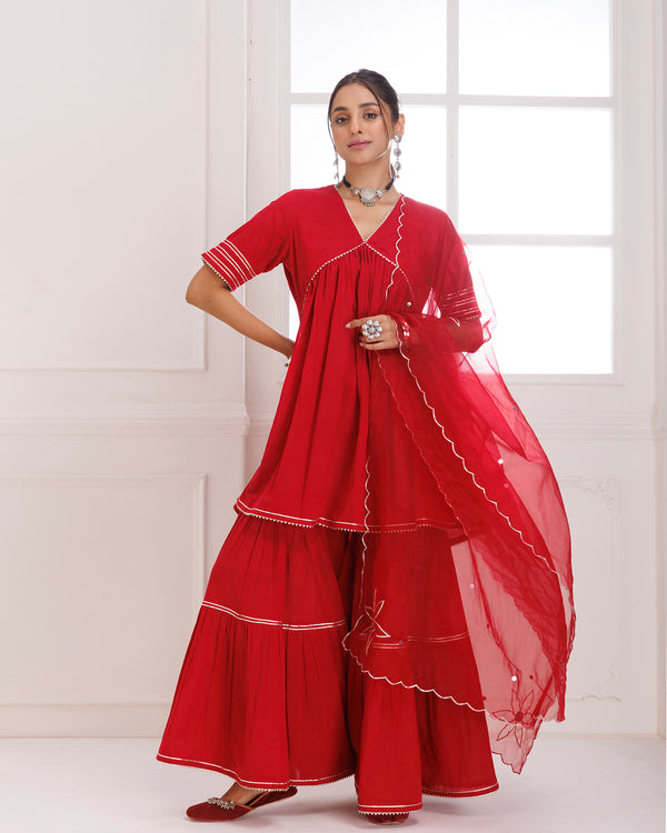 Panihari Red Gotapatti Sharara Set