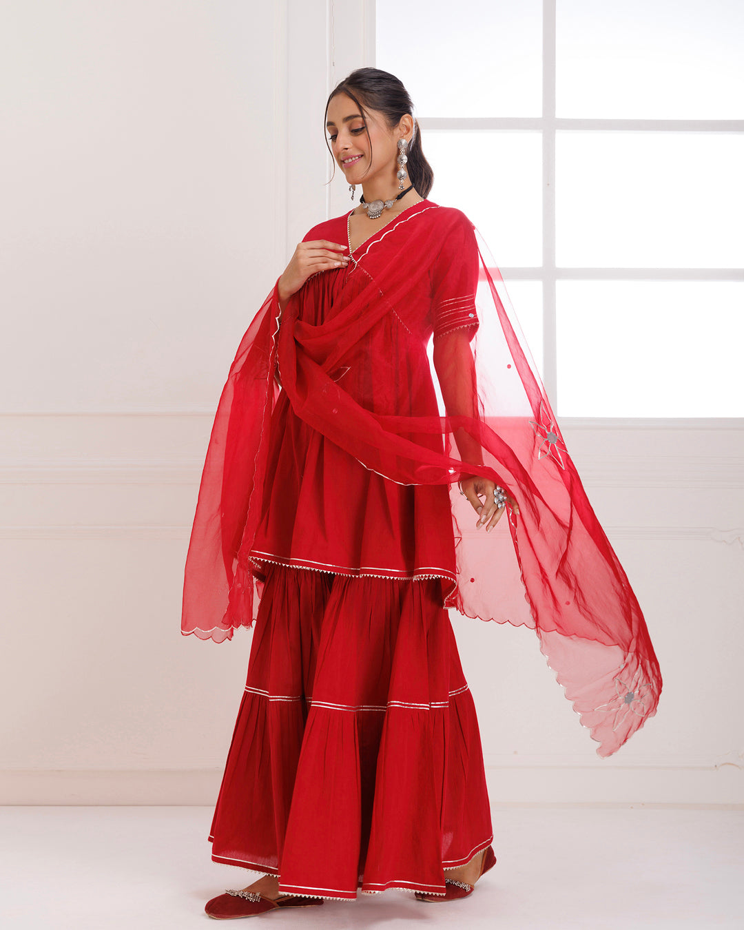 Panihari Red Gotapatti Sharara Set