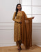 Noor Brown Dabu Block jaal Printed Gathered Suit set